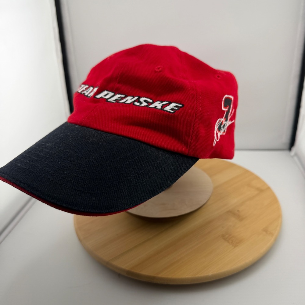 Team Penske Racing Hat Red Black Adjustable Baseball Cap Number 2 Signature
